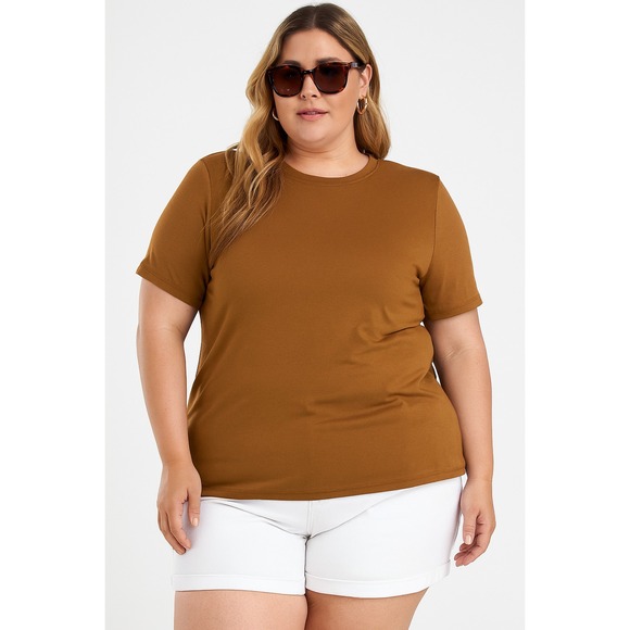 Zenana Outfitters Tops - Zenana Plus Size Coffee Brown T-Shirt - Women's 2X Casual Tee